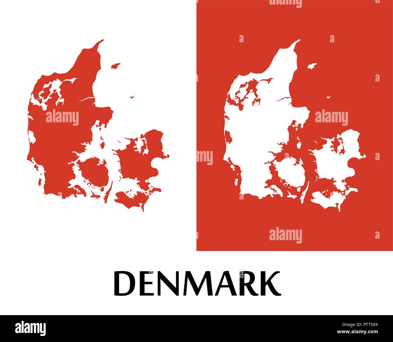 Logo con la silhouette della Danimarca mappa Illustrazione Vettoriale
