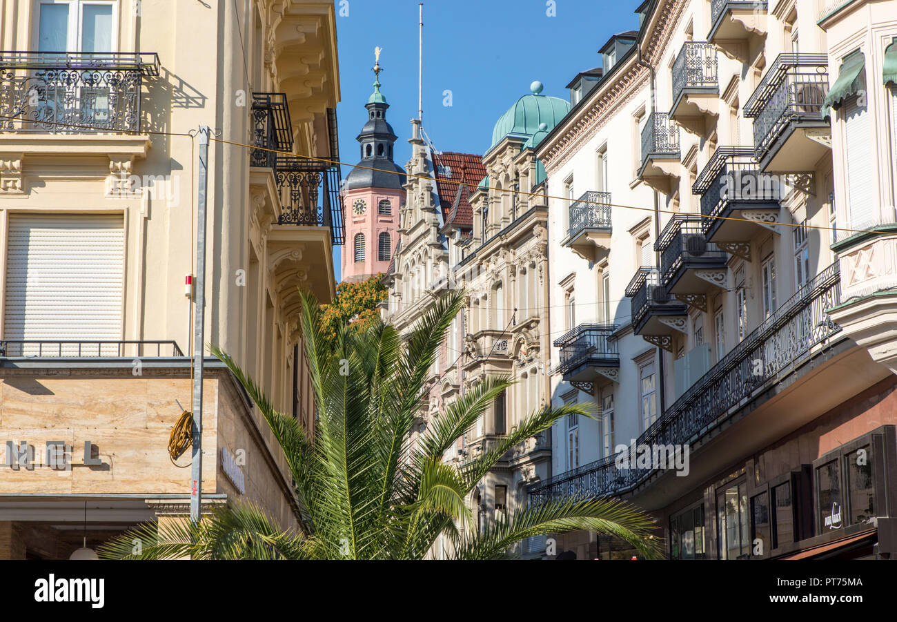 Baden-Baden, im Schwarzwald, Häuser in der Altstadt, Gernsbach Straße, Foto Stock