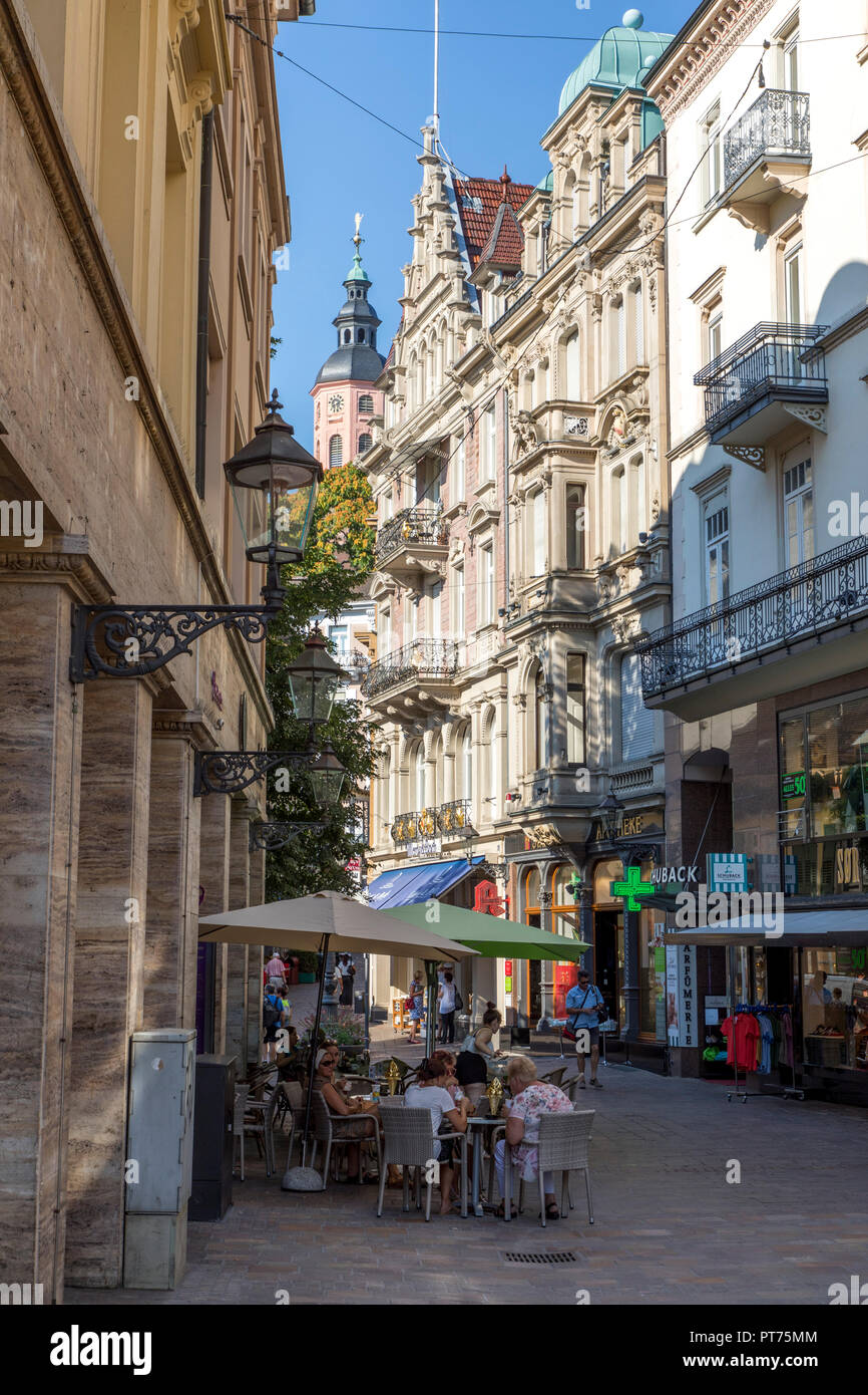 Baden-Baden, nella Foresta Nera, case nella città vecchia, Gernsbach street, Foto Stock