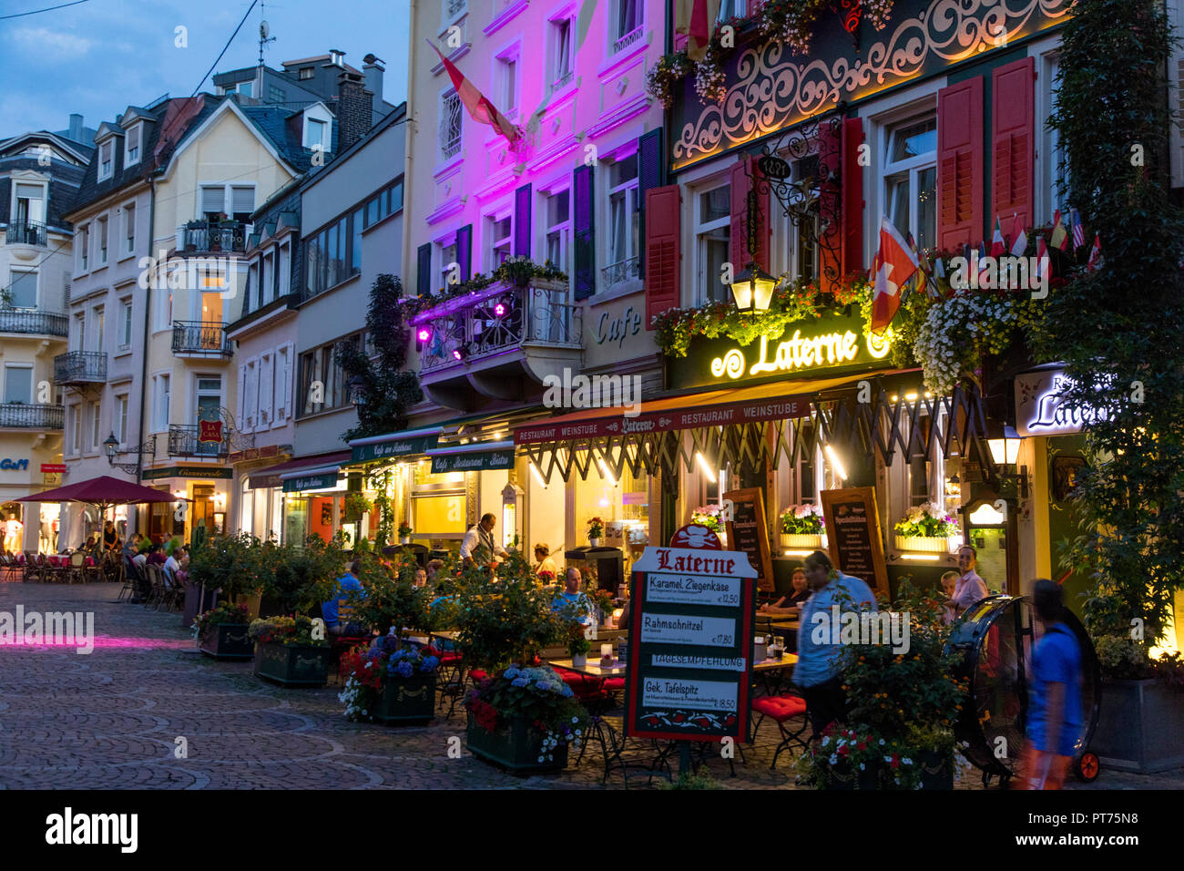 Baden-Baden, nella Foresta Nera, case nella città vecchia, Gernsbach street, Foto Stock