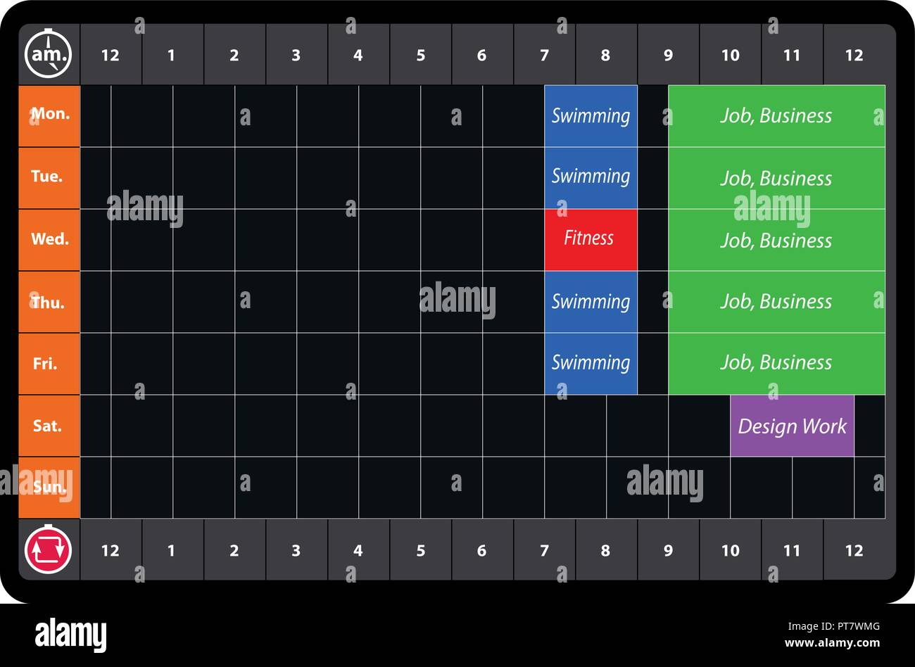 Settimana time planner mockup per affari e lavoro. Illustrazione Vettoriale