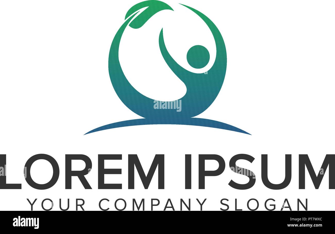 Le persone sane leaf Logo design modello di concetto Illustrazione Vettoriale