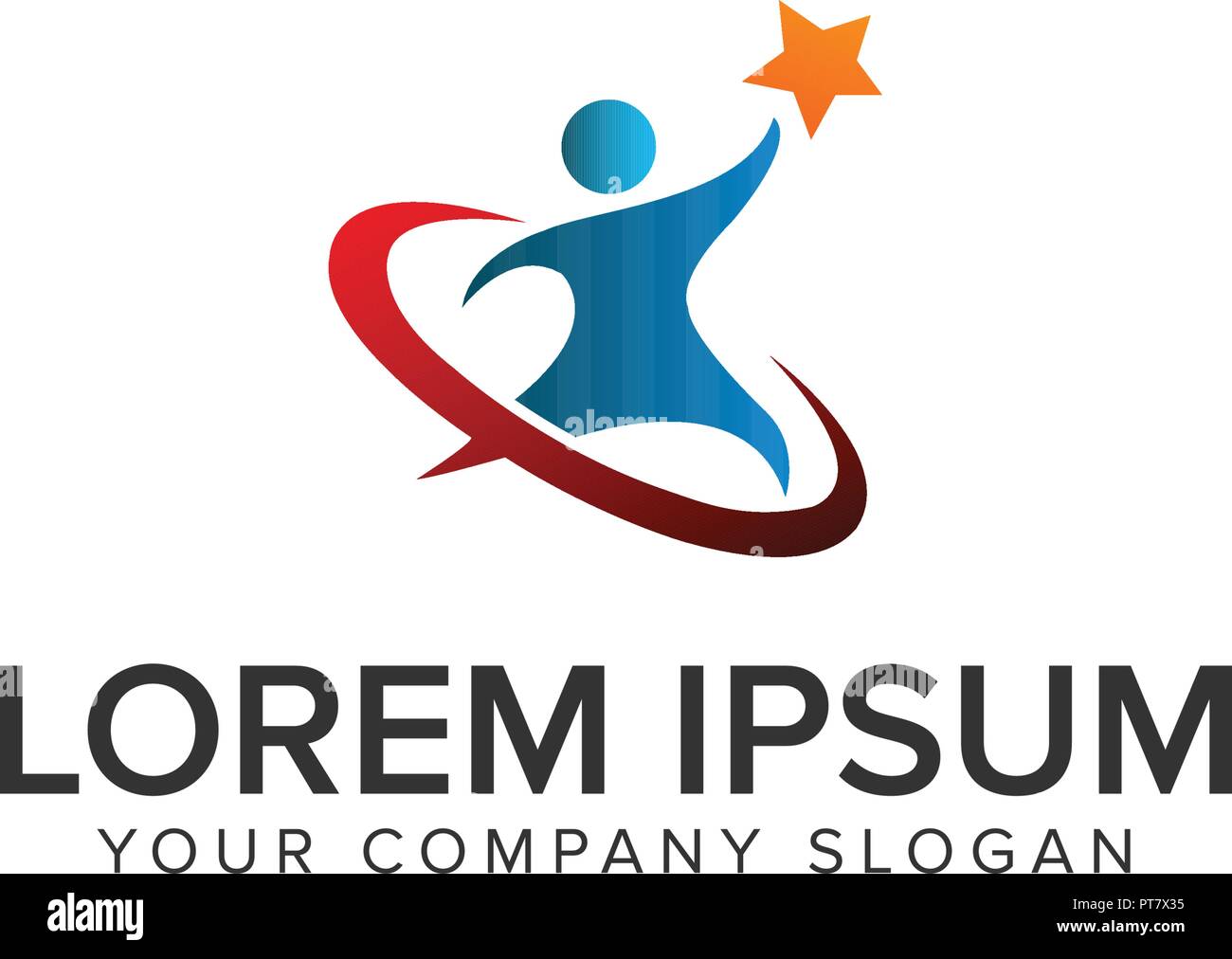 Persone raggiungono il Logo star concept design template Illustrazione Vettoriale