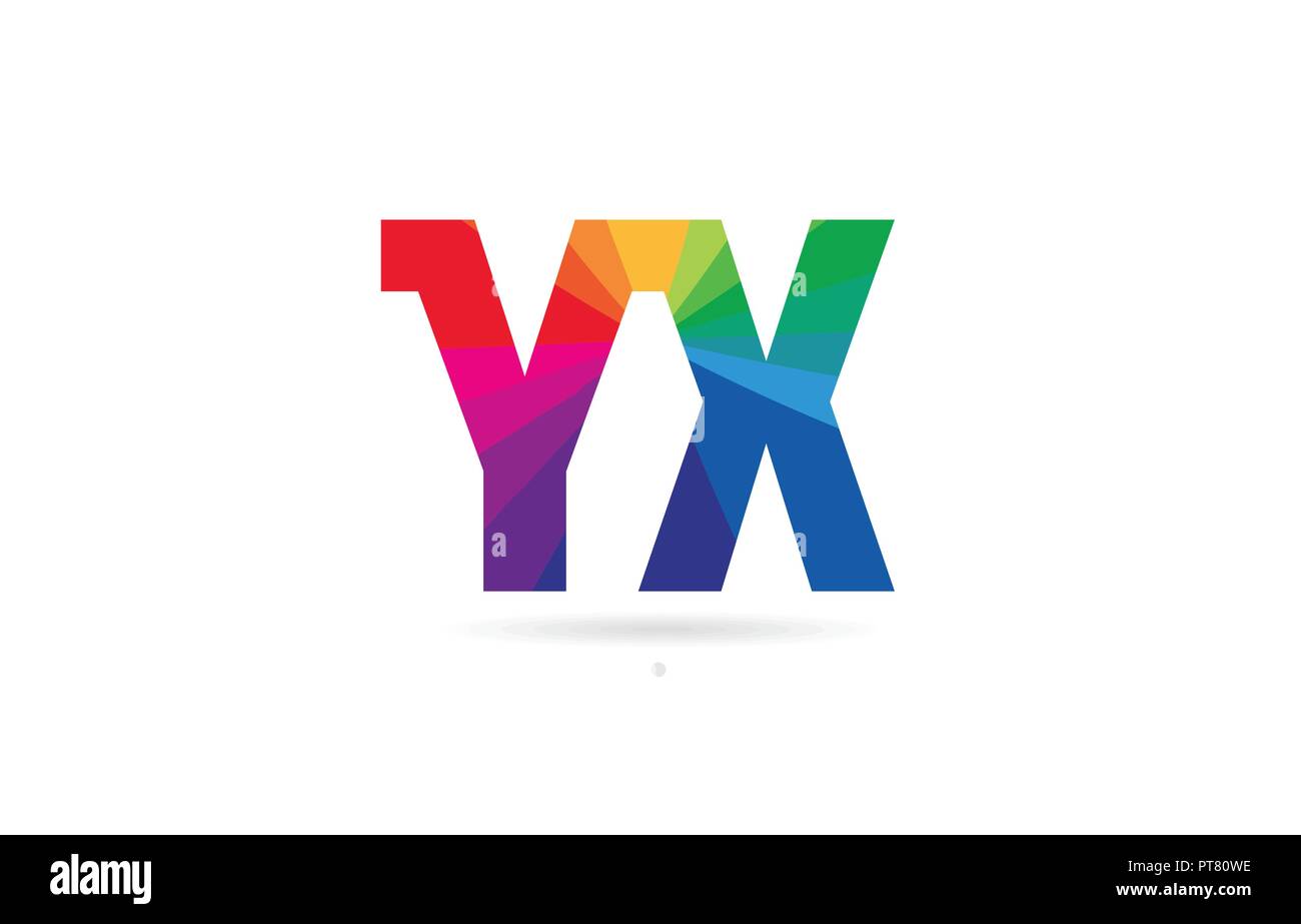 Alfabeto lettera y x la combinazione di logo design con colori Arcobaleno adatto per una società o business Illustrazione Vettoriale