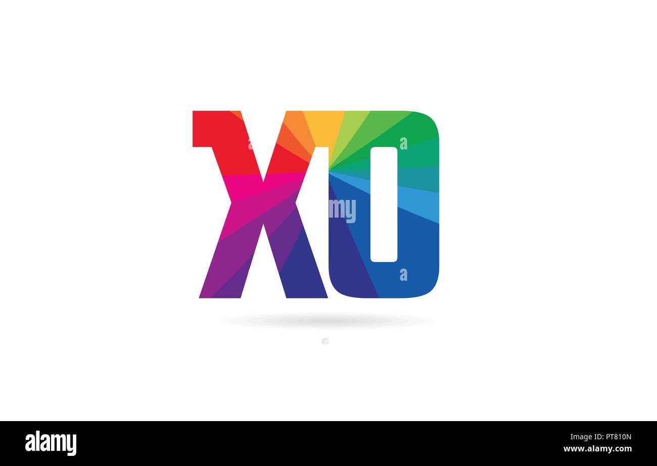 Lettere dell'alfabeto xo x o combinazione di logo design con colori Arcobaleno adatto per una società o business Illustrazione Vettoriale