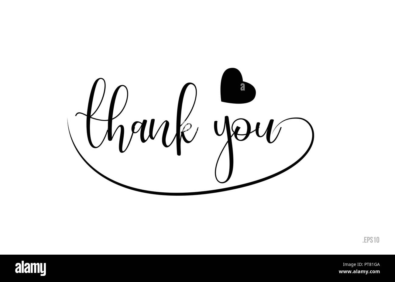 Ringrazio word con testo in bianco e nero di amore cuore adatti per scheda, brochure o tipografia logo design Illustrazione Vettoriale