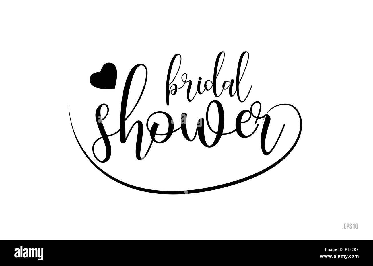Doccia nuziale word con testo in bianco e nero di amore cuore adatti per scheda, brochure o tipografia logo design Illustrazione Vettoriale