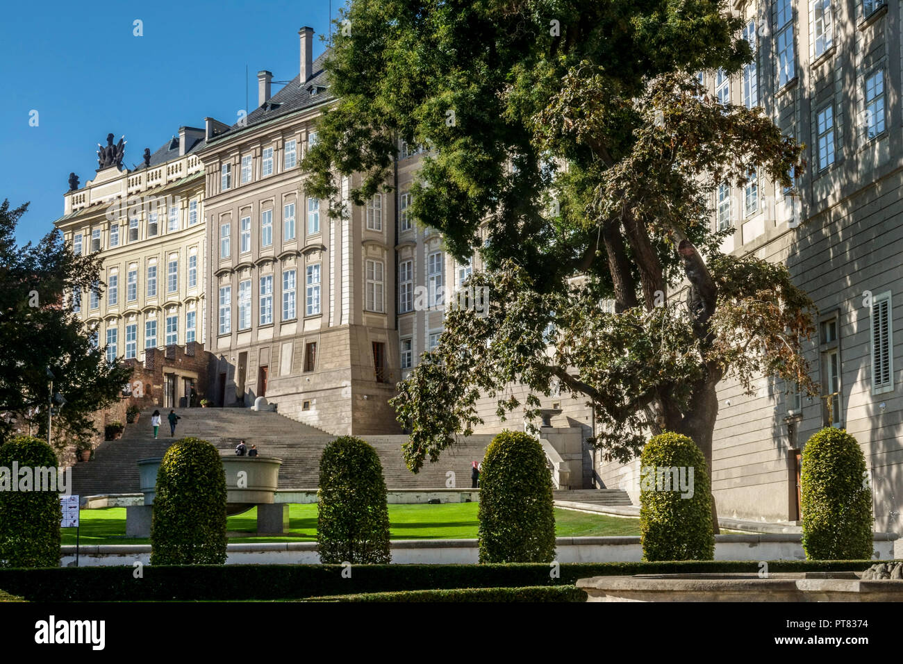 Giardino del castello di Praga, giardino del paradiso, parte meridionale del complesso dei giardini del castello di Praga giardino del castello ceco Praga Repubblica Ceca castello europeo Foto Stock