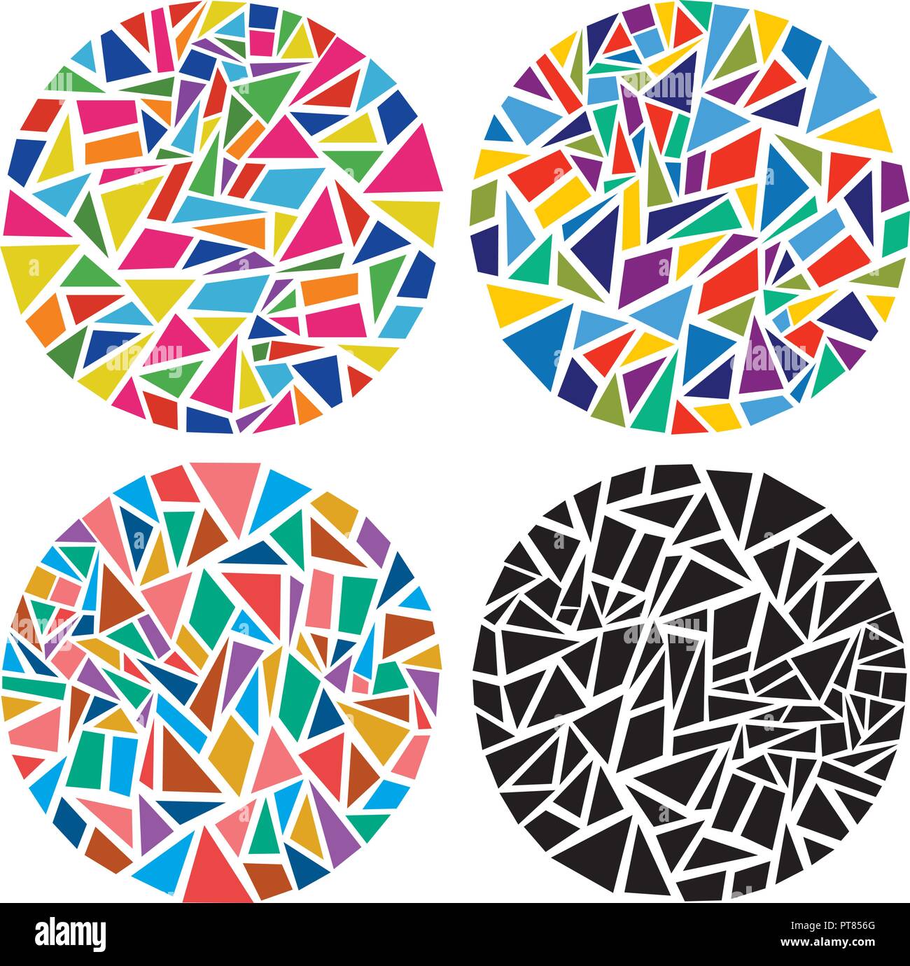 Abstract vettore colorato mosaico pattern rotondo isolato su sfondo bianco in vetro o ciottoli a mosaico sullo sfondo del cerchio Illustrazione Vettoriale