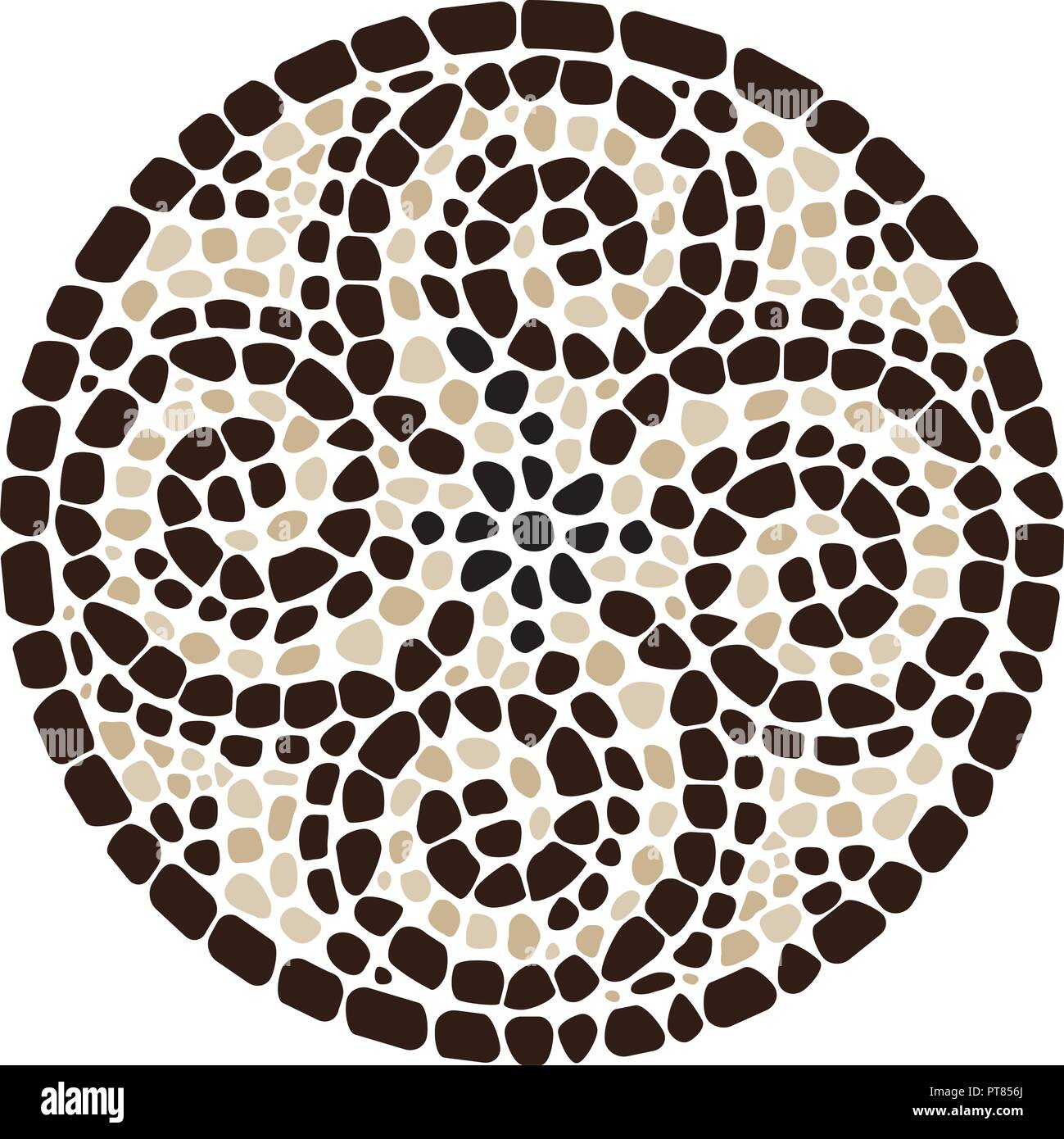 Abstract vettore colorato mosaico rotondi. ciottoli mosaico cerchio sfondo, colori marrone Illustrazione Vettoriale