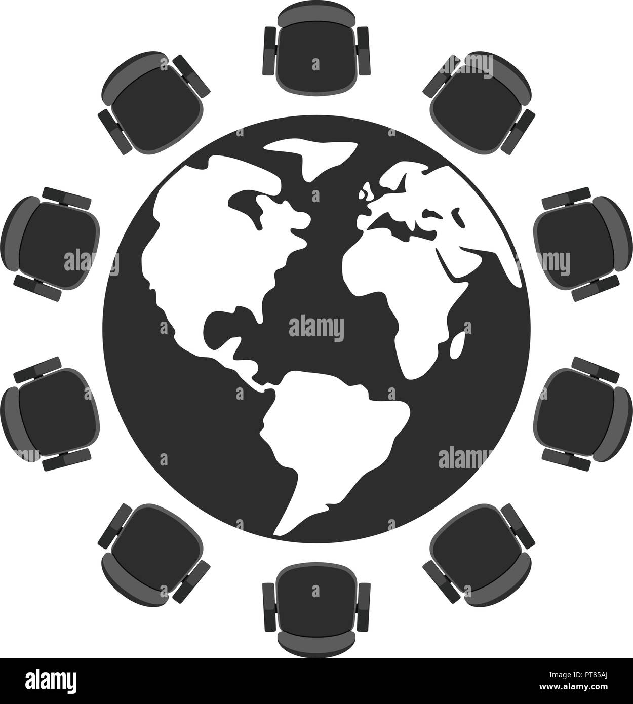 Vettore tavola rotonda per la discussione incontro isolato su sfondo bianco. vista superiore della tavola rotonda e sedie icona per gli sfondi del business Illustrazione Vettoriale