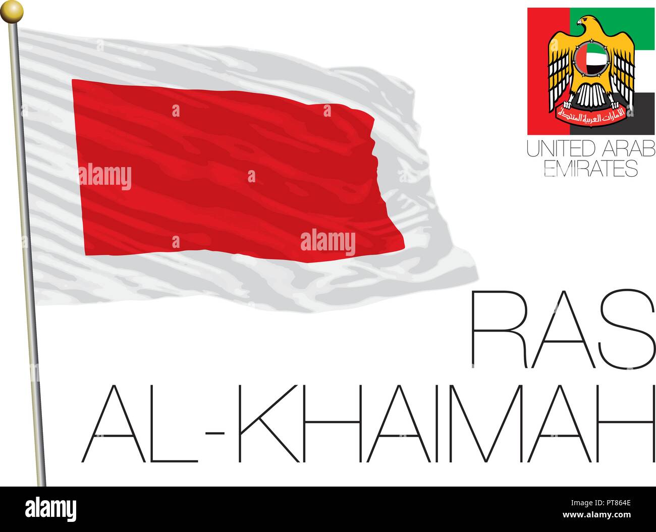 Ras Al Khaimah Emirati Arabi Uniti ufficiale e le bandierine regionali, illustrazione vettoriale Illustrazione Vettoriale