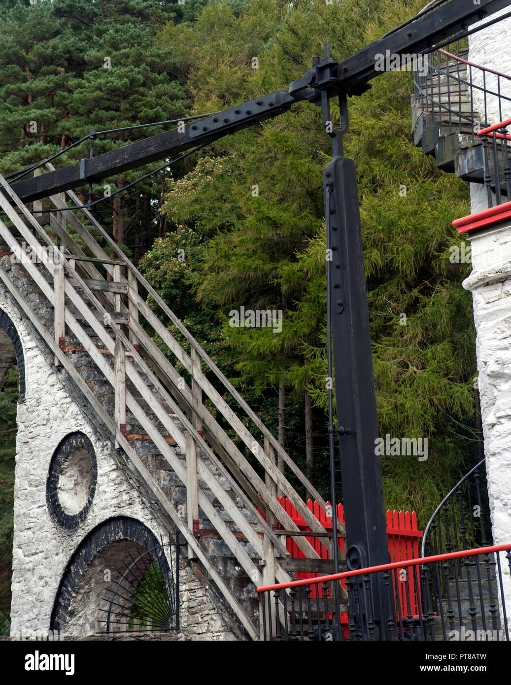 Asta meccanismo di cerniera, la Laxey ruota, Laxey, Isola di Man Foto Stock