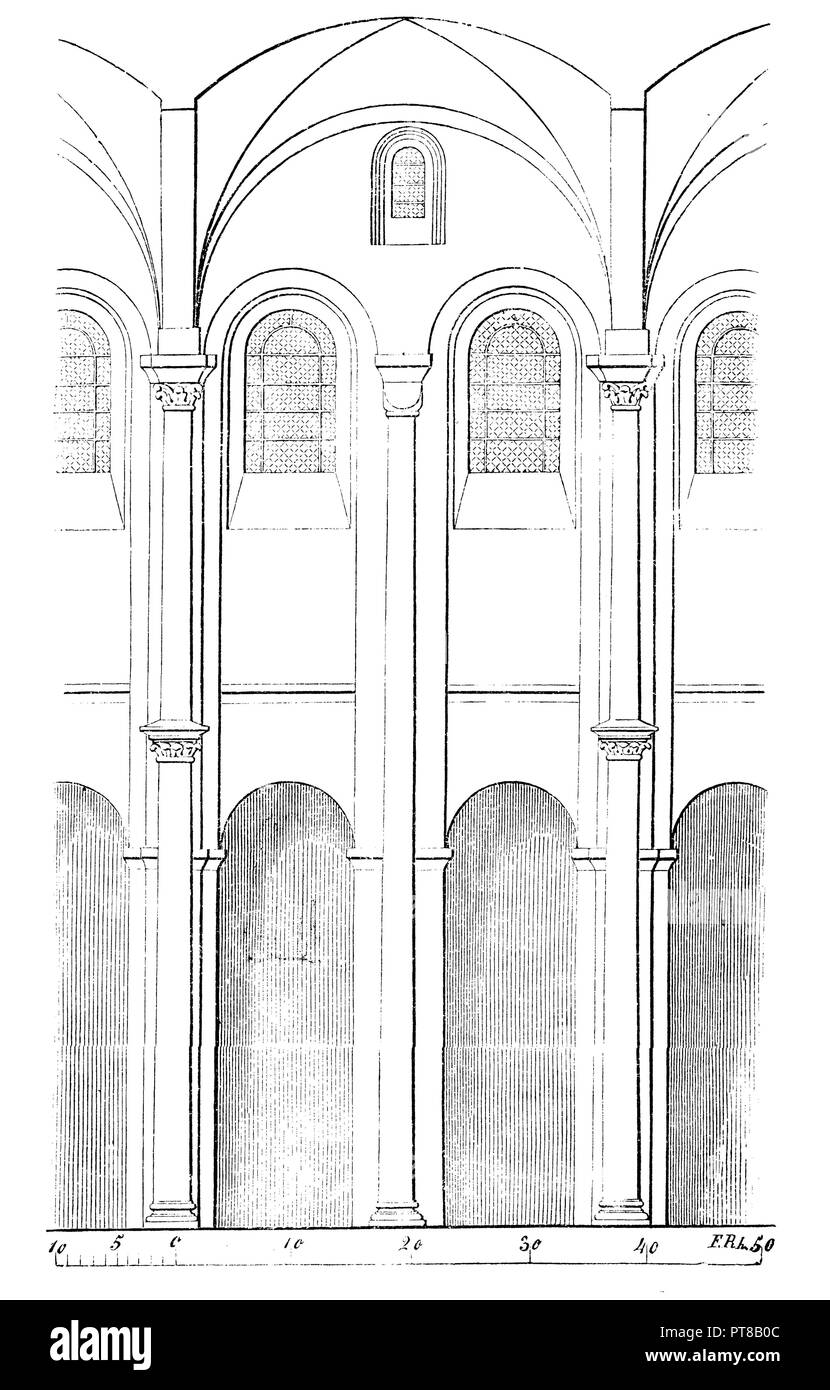 Parte della lunghezza media della Cattedrale di Speyer, 1870 Foto Stock