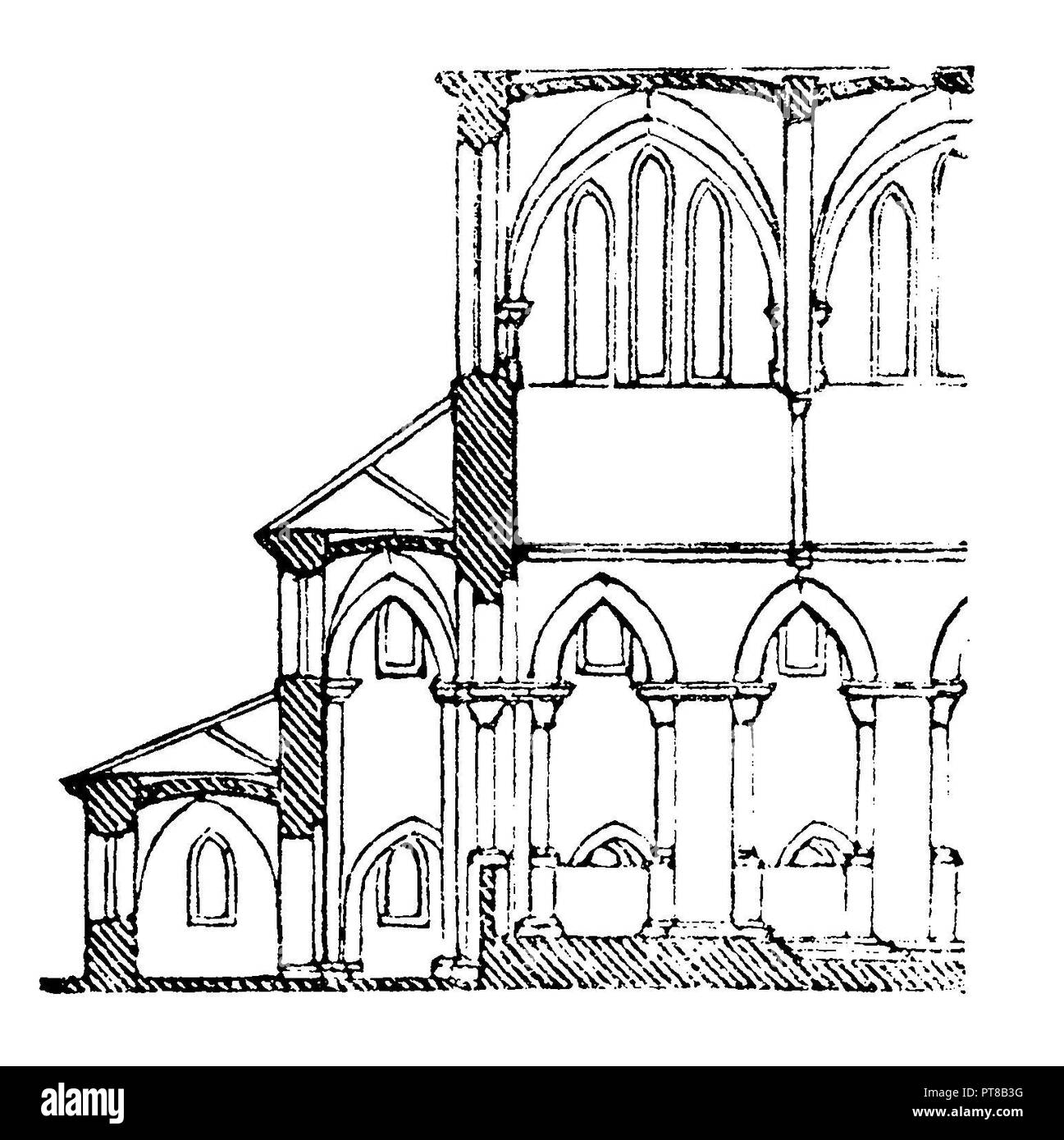Chiesa di Riddagshausen. sezione del coro, 1870 Foto Stock