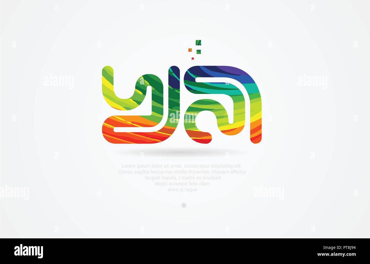 Ya y una lettera dell'alfabeto icona logo design di combinazione con colore arcobaleno Illustrazione Vettoriale