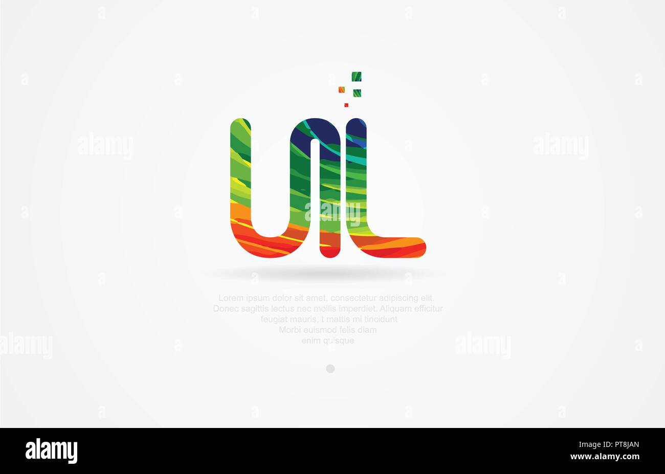 Ul u l alfabeto lettera icona logo design di combinazione con colore arcobaleno Illustrazione Vettoriale
