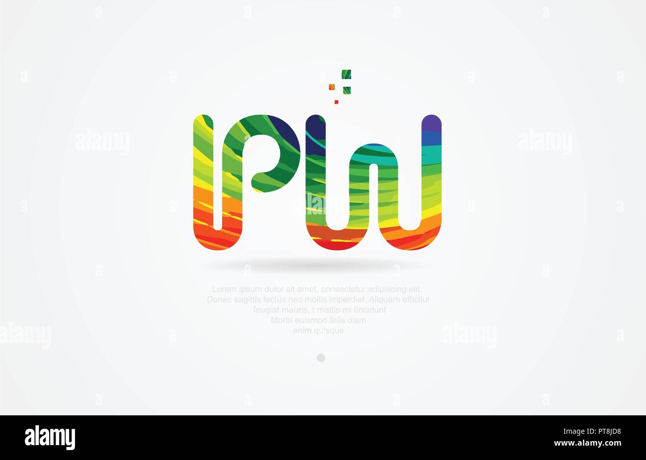 Pw p w lettere dell'alfabeto icona logo design di combinazione con colore arcobaleno Illustrazione Vettoriale