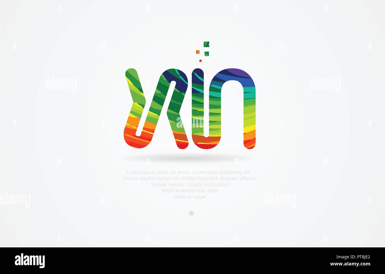 Xn x n lettere dell'alfabeto icona logo design di combinazione con colore arcobaleno Illustrazione Vettoriale