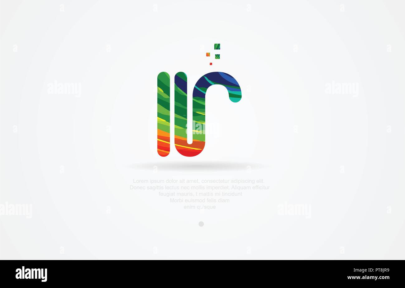 Ir i r lettere dell'alfabeto icona logo design di combinazione con colore arcobaleno Illustrazione Vettoriale