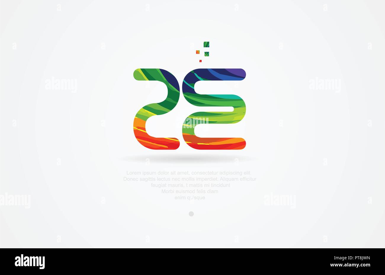 Ze z e lettere dell'alfabeto icona logo design di combinazione con colore arcobaleno Illustrazione Vettoriale