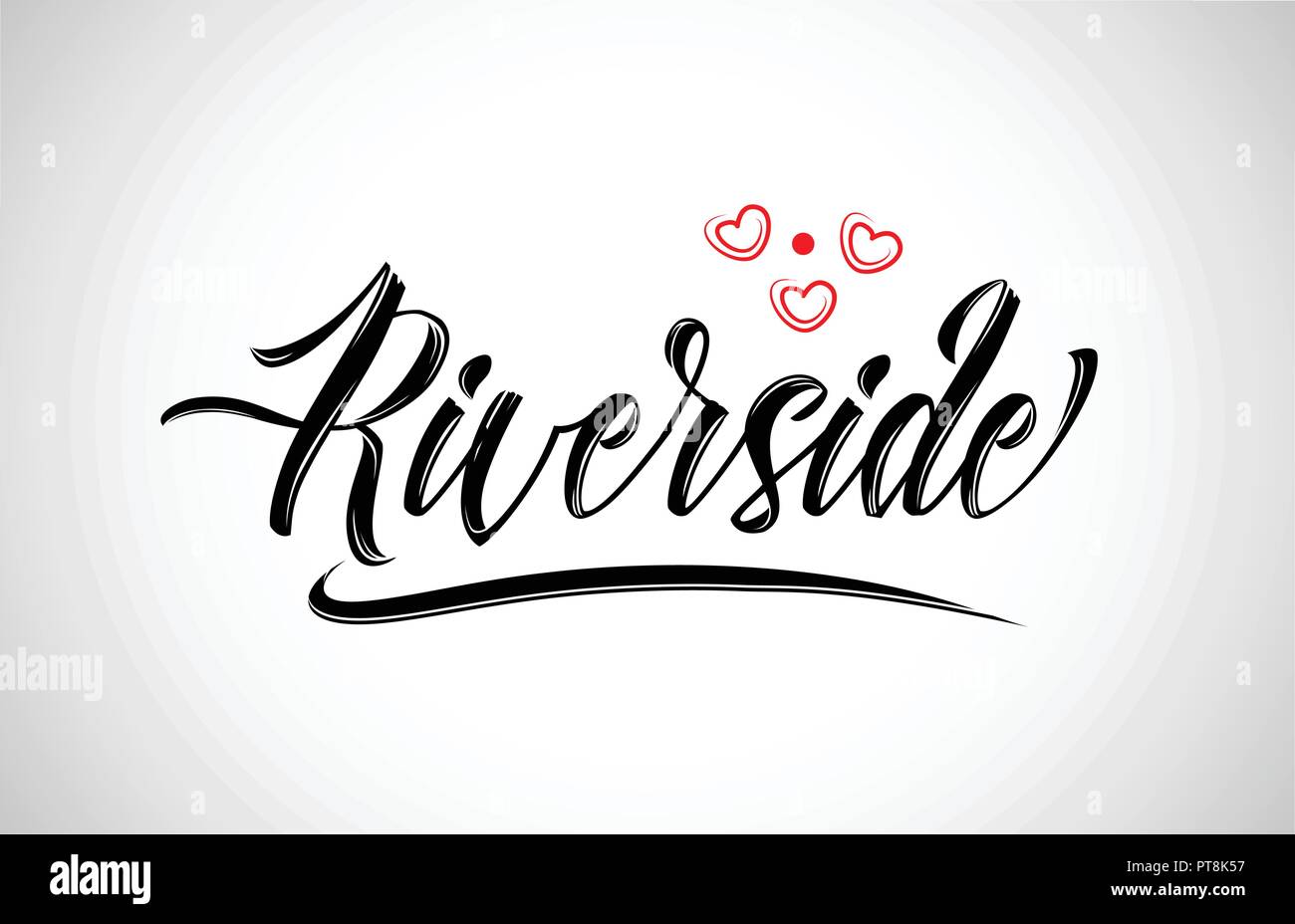 Riverside city design testo con cuore rosso icona tipografici design adatto per la promozione turistica Illustrazione Vettoriale