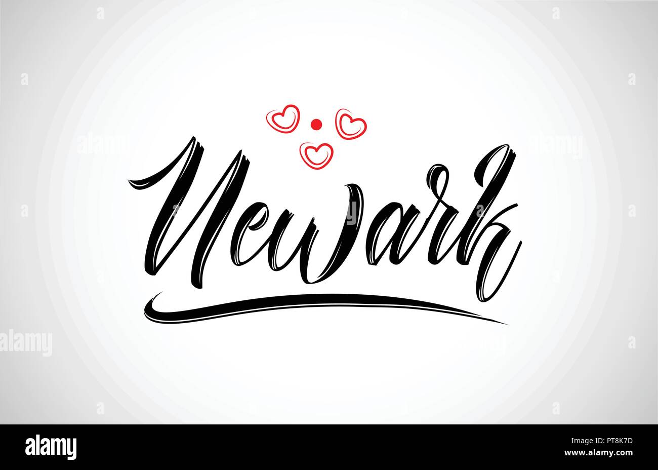 Newark city design testo con cuore rosso icona tipografici design adatto per la promozione turistica Illustrazione Vettoriale