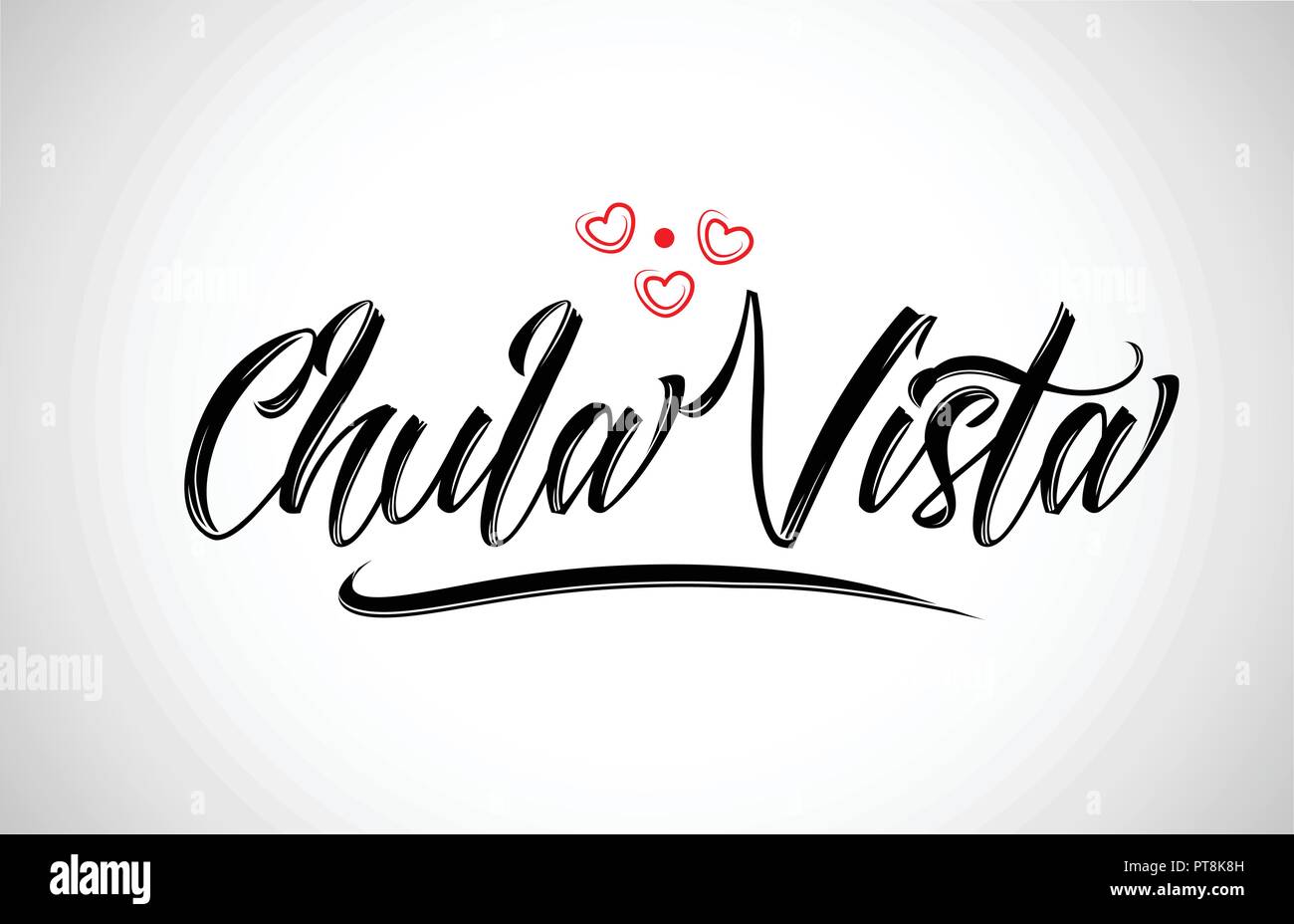 Chula Vista città design di testo con cuore rosso icona tipografici design adatto per la promozione turistica Illustrazione Vettoriale