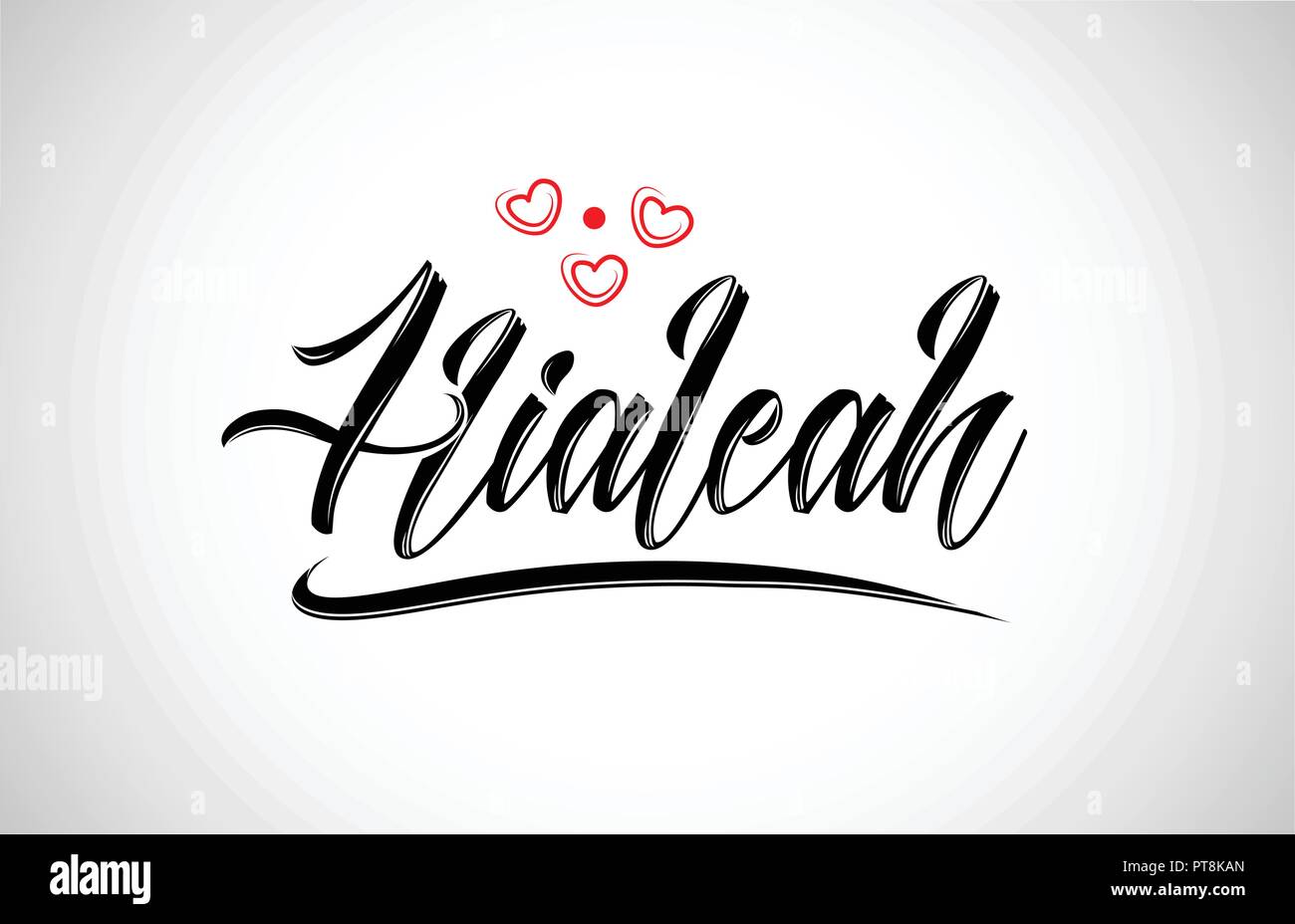 Hialeah city design testo con cuore rosso icona tipografici design adatto per la promozione turistica Illustrazione Vettoriale