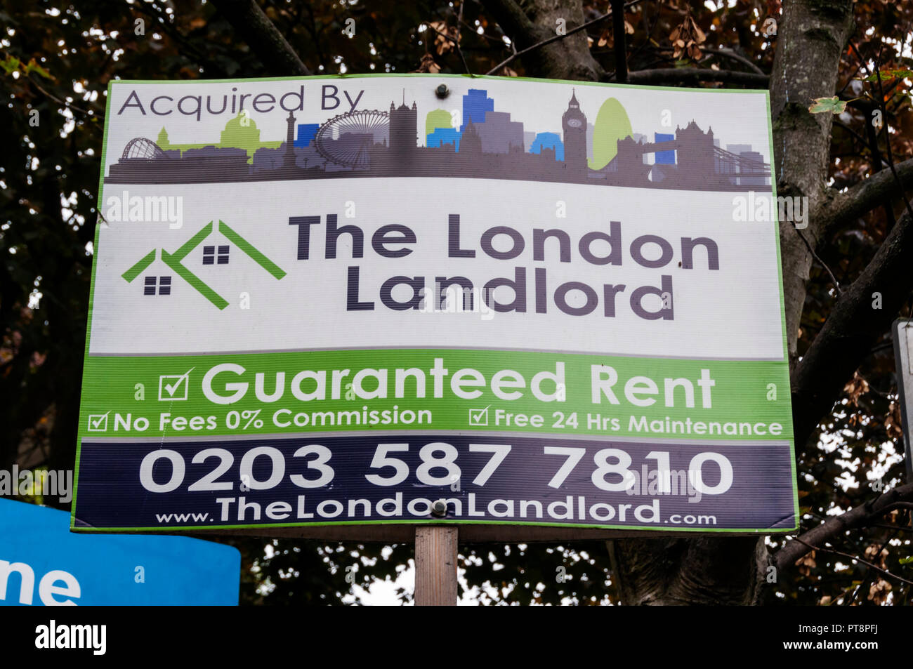 Segno per il London il locatore locazione immobiliare e gestione immobiliare agenti. Foto Stock