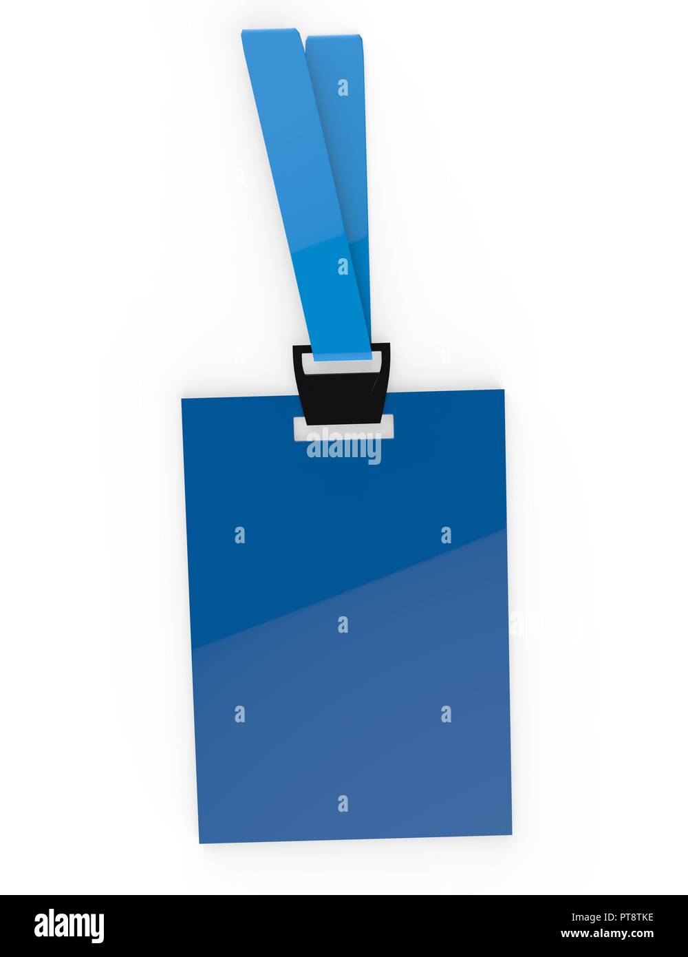 Vuoto realistica Carta di Identità , il Badge & scheda biometrica con nastro blu Mock-Up isolato su sfondo bianco, 3D illustrazione Foto Stock