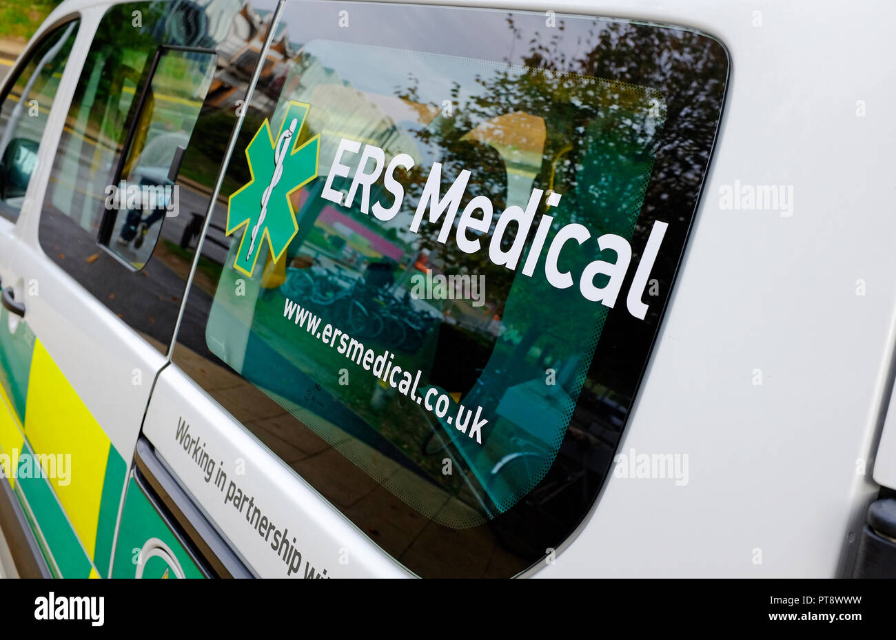 Ers medical ambulanza, Addenbrooke's, Cambridge University Hospital, Inghilterra Foto Stock