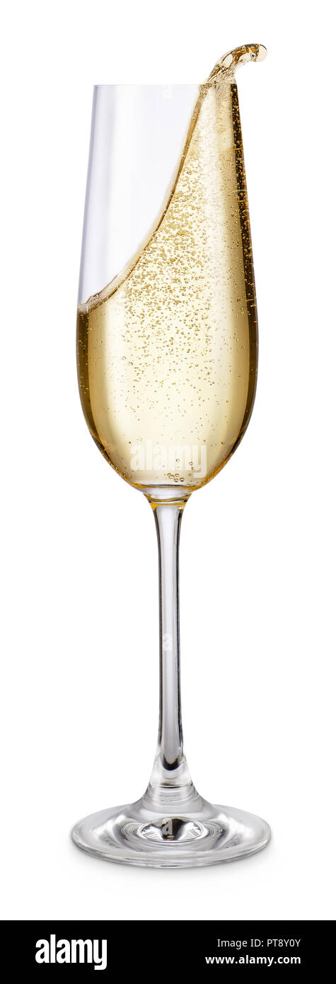 Bicchiere di champagne isolato su bianco Foto Stock