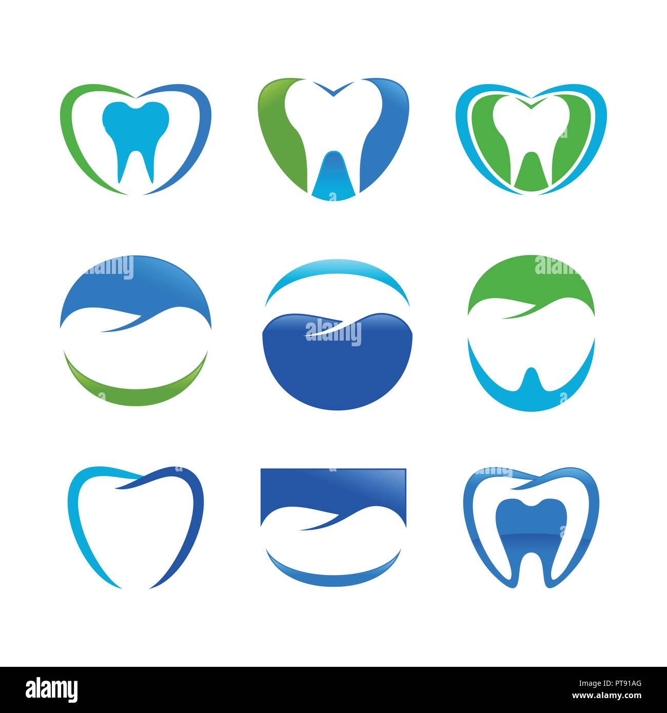 Set di cura dentale simbolo vettore Logo grafico del modello di progettazione Illustrazione Vettoriale