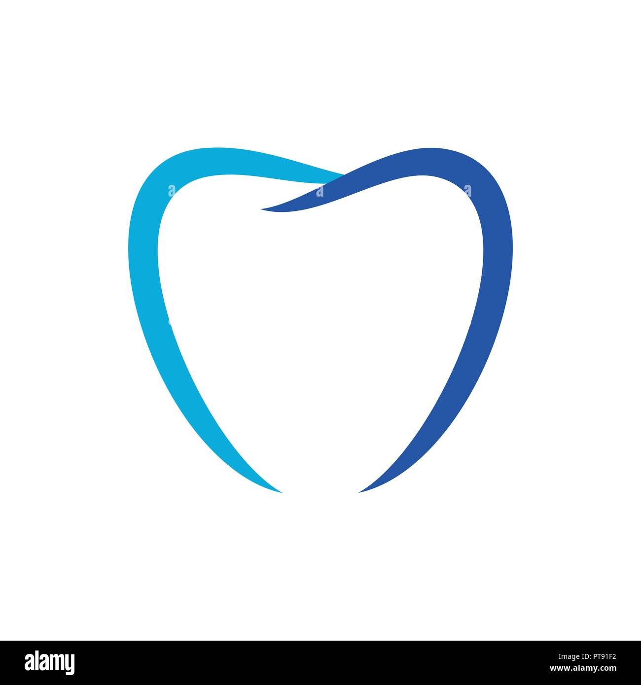 Amore forma di cura dentale blu simbolo vettore Logo grafico del modello di progettazione Illustrazione Vettoriale