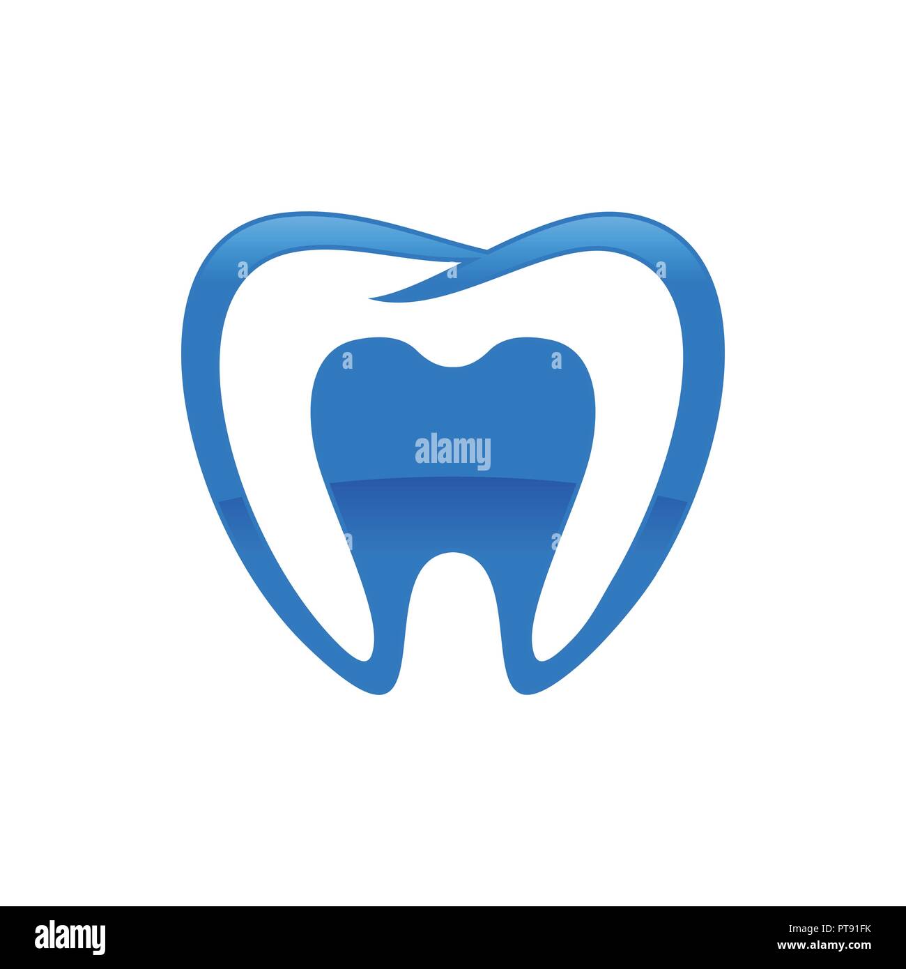 All'interno di forma dentale blu simbolo vettore Logo grafico del modello di progettazione Illustrazione Vettoriale