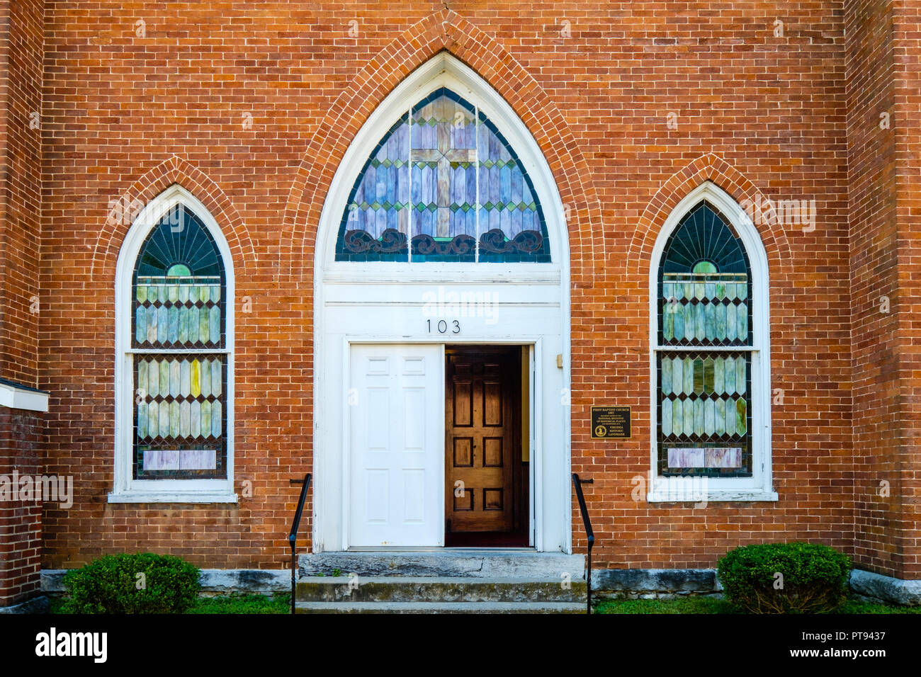 La prima chiesa battista, 103 North Main Street, Lexington, Virginia Foto Stock