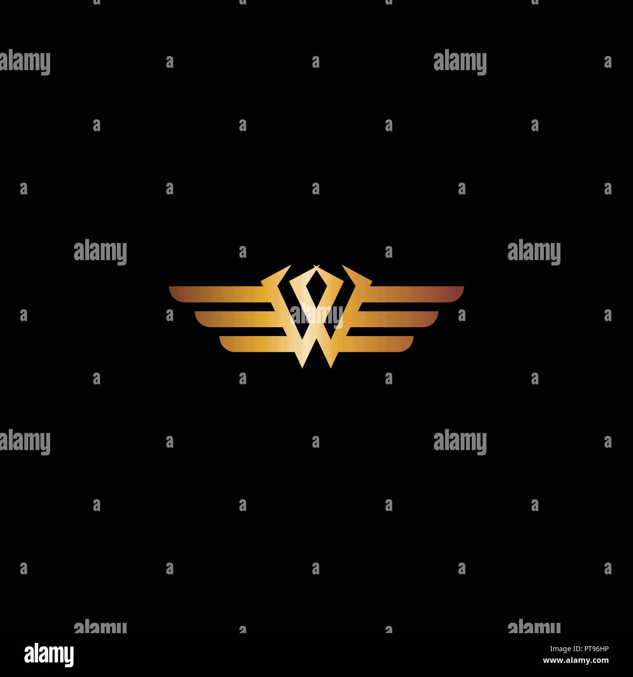 Lettera W Ali logo lusso Design modello di concetto Illustrazione Vettoriale