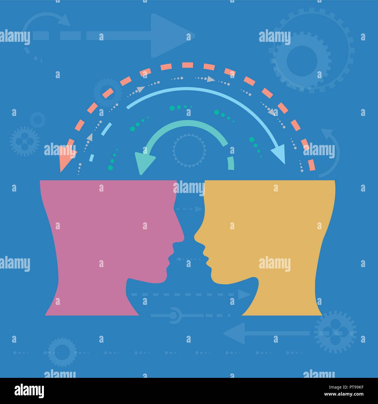 Design piatto concetto di scambio di idee e di esperienze e pensieri Illustrazione Vettoriale