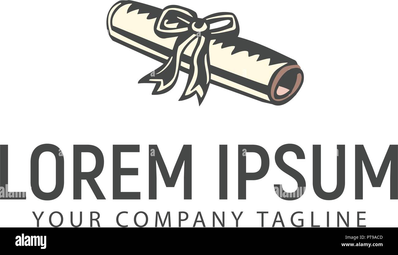 Diploma documento logo design modello di concetto Illustrazione Vettoriale