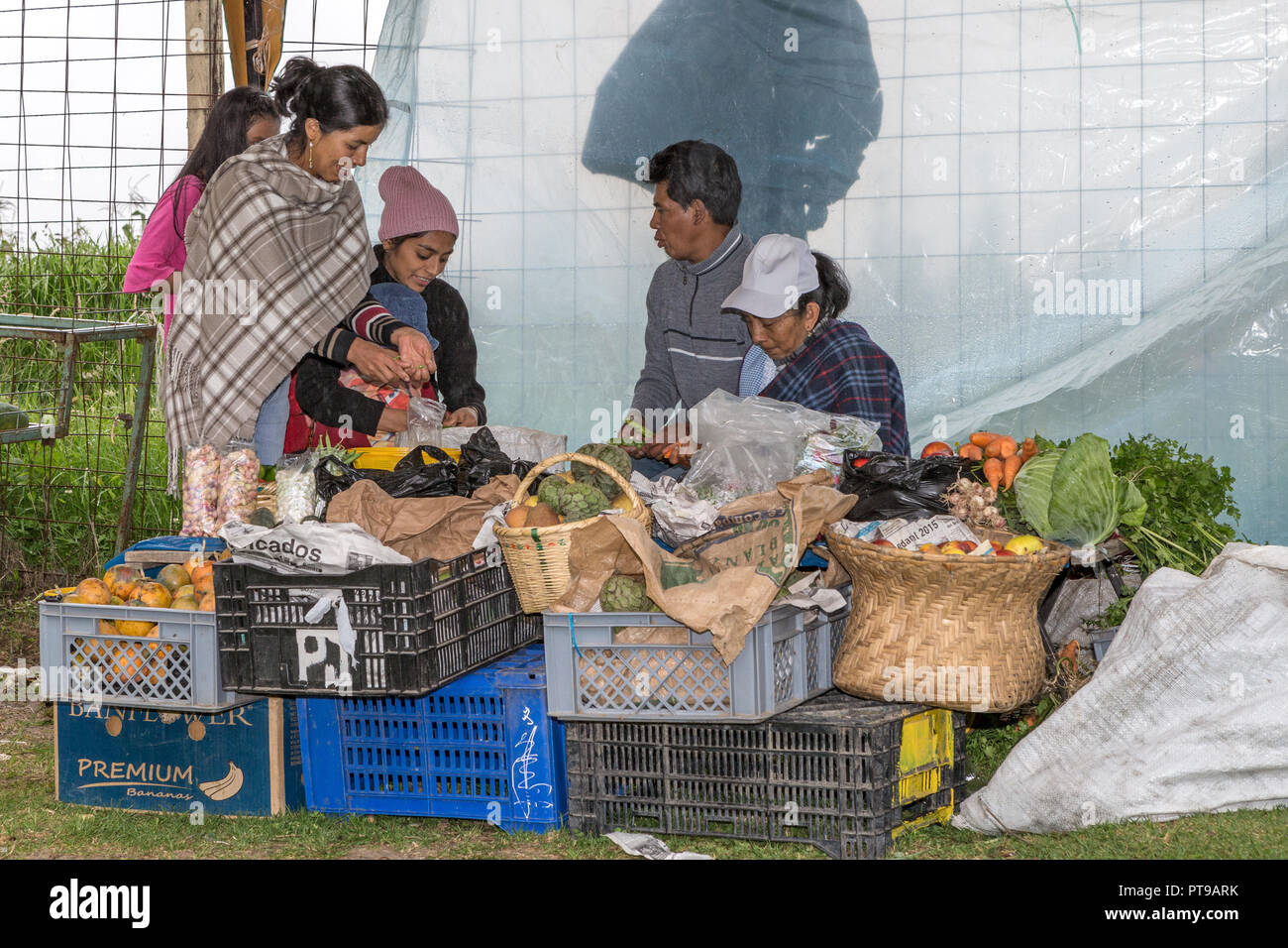 Mercato all'aperto a San Bartolome village nr Cuenca Ecuador Foto Stock