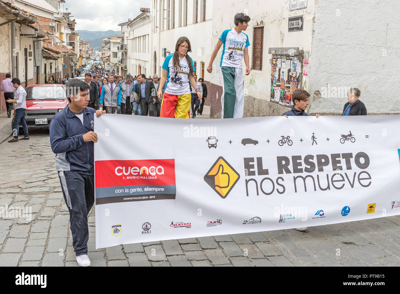 Processione di dimostrazione Cuenca Ecuador Foto Stock