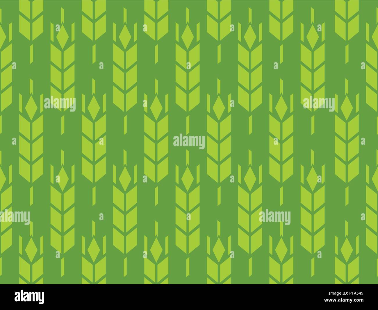 Orzo o di segala nel campo vector pattern, avvolta ad anello sfondo in colore verde Illustrazione Vettoriale