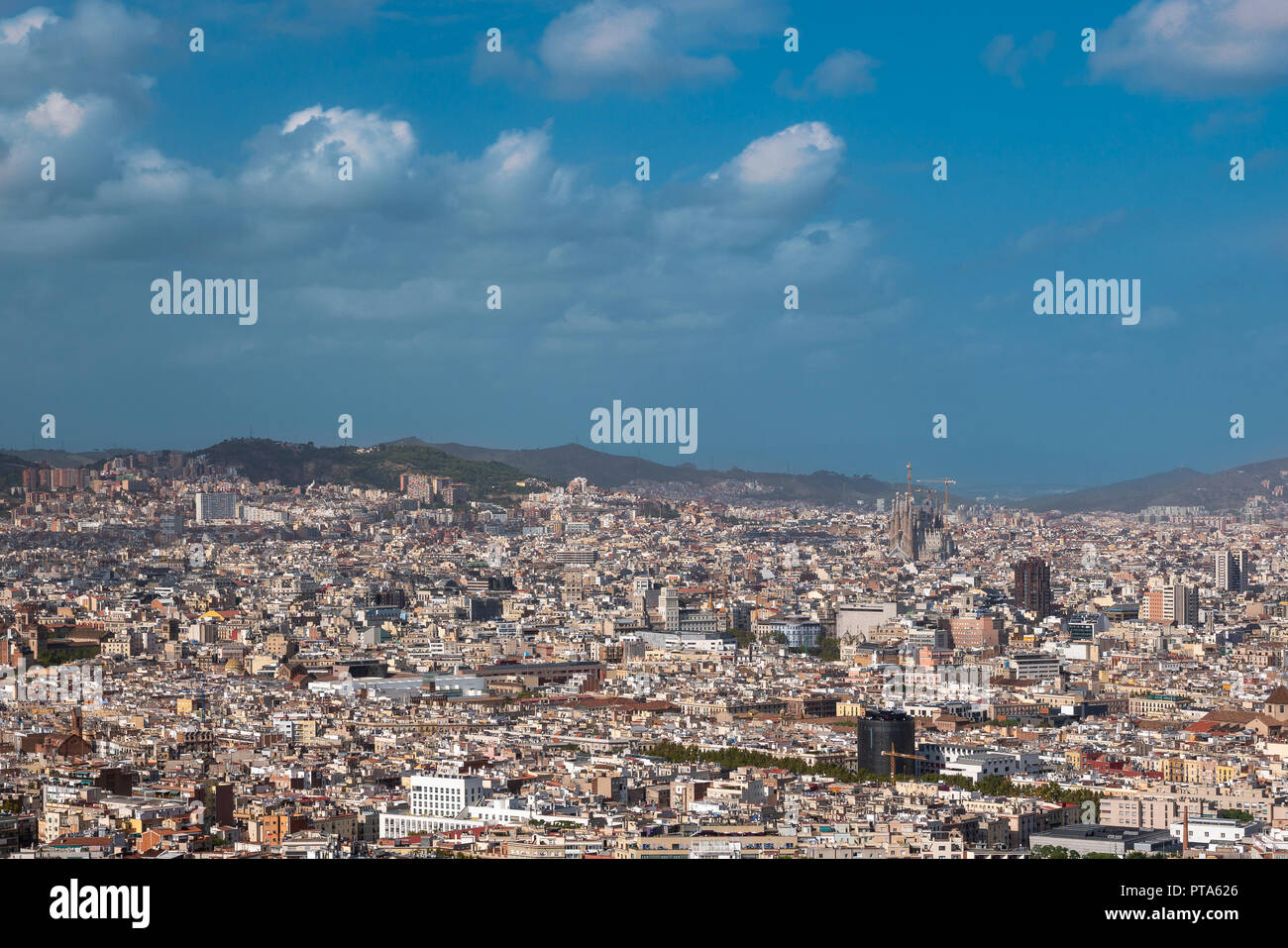 Vista aerea della città di Barcellona, Spagna Foto Stock