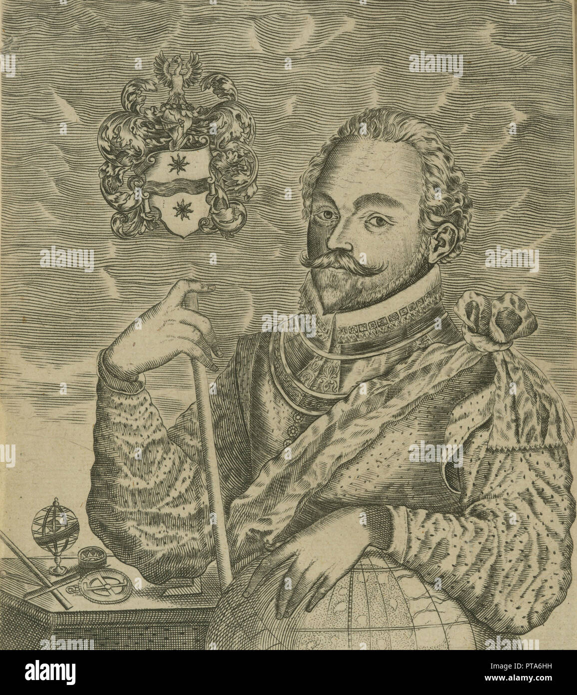 Ritratto di Sir Francis Drake, 1628. Creatore: Vaughan, Robert (c. 1600-prima del 1663). Foto Stock