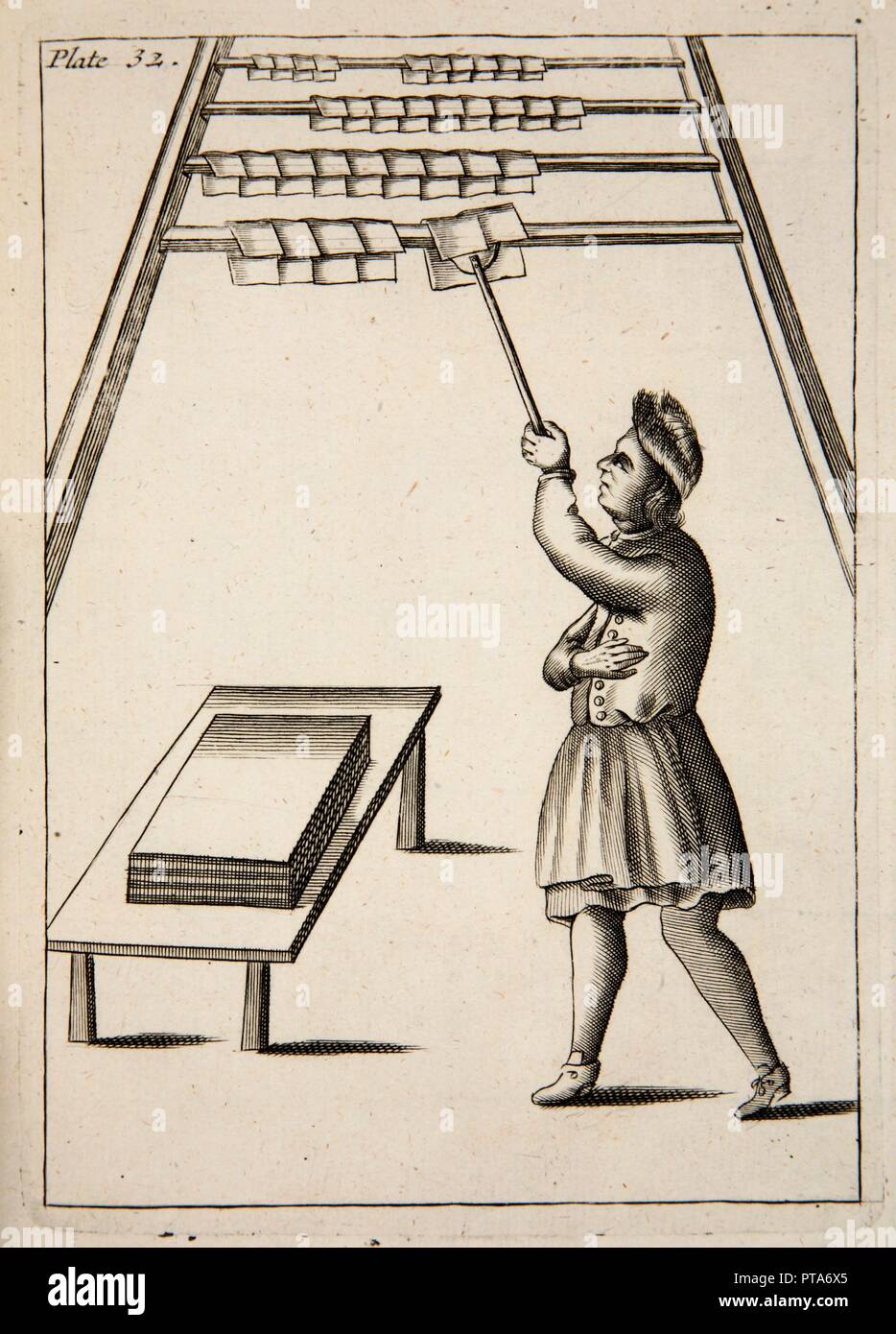La Pressman appendere carta, pub. 1683 (incisione). Creatore: Scuola di inglese (XVII secolo). Foto Stock