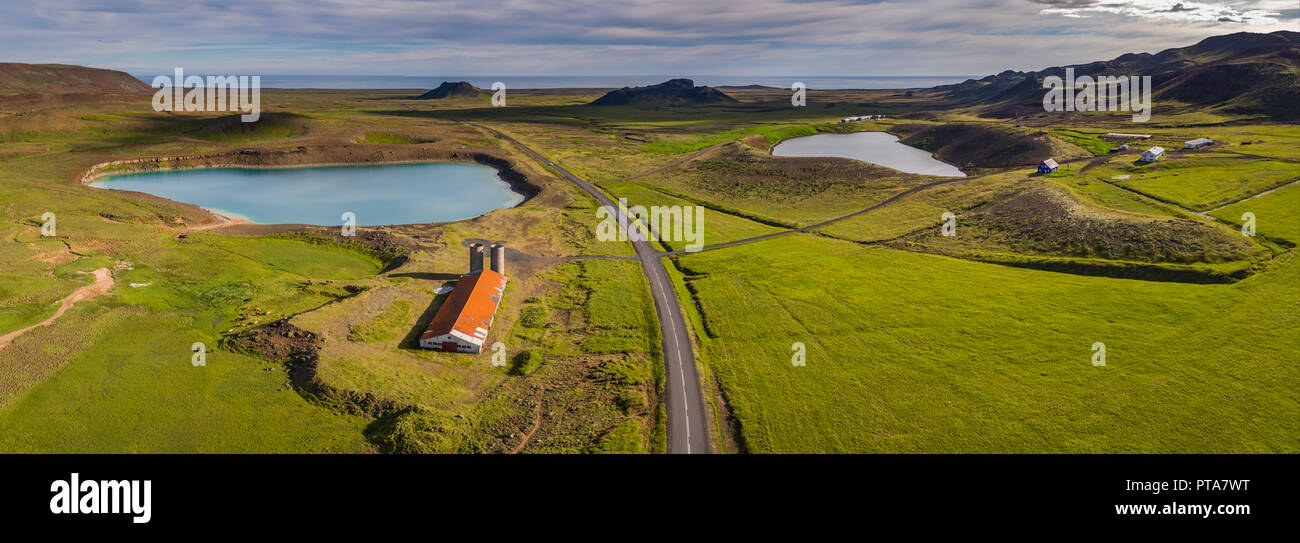 Lago Verde e area geotermica, Krysuvik Islanda Foto Stock