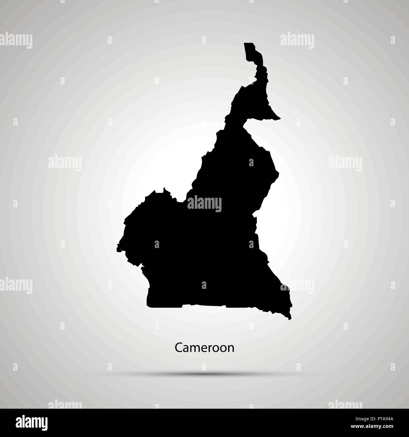 Paese del Camerun mappa, semplice silhouette nera Illustrazione Vettoriale