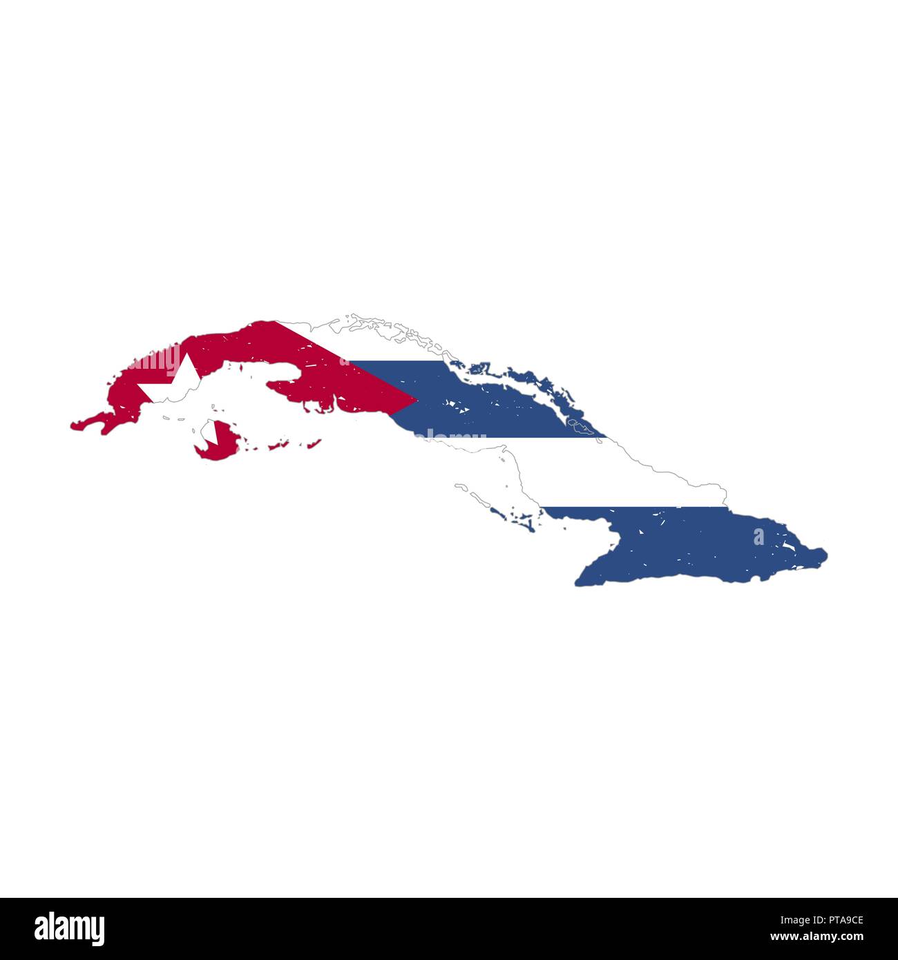 Cuba silhouette di paese con bandiera su sfondo bianco su.eps Illustrazione Vettoriale
