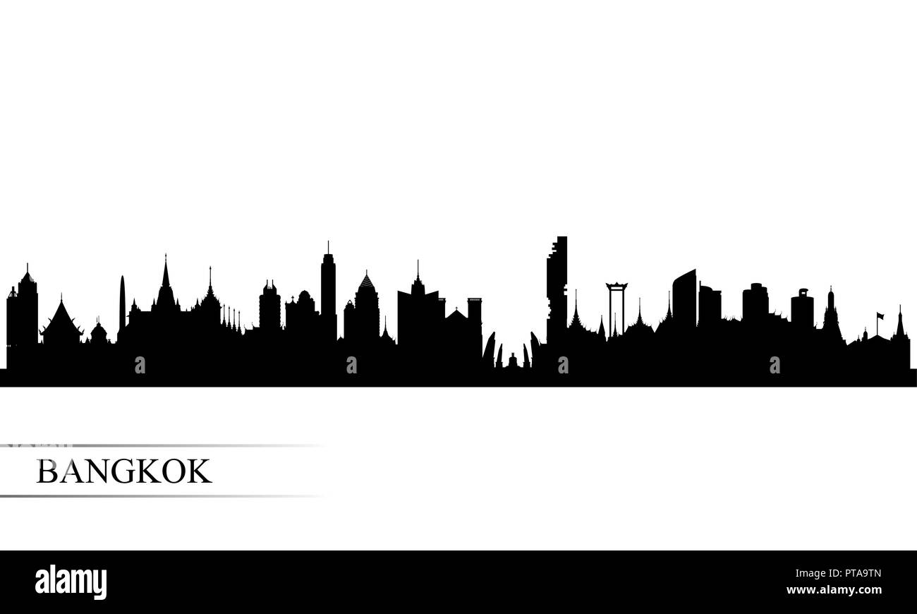 Bangkok City skyline silhouette sfondo, illustrazione vettoriale Illustrazione Vettoriale